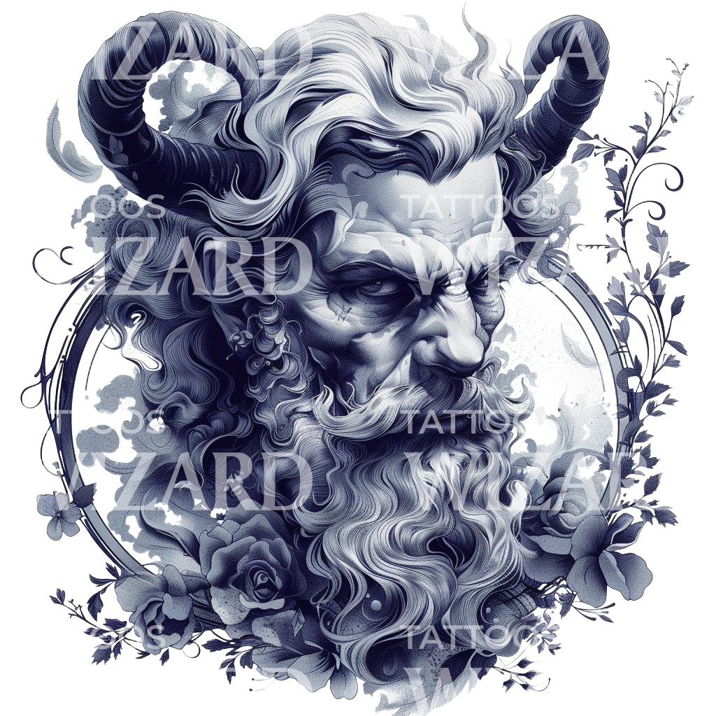 Sinister Portrait of Hades Tattoo Design