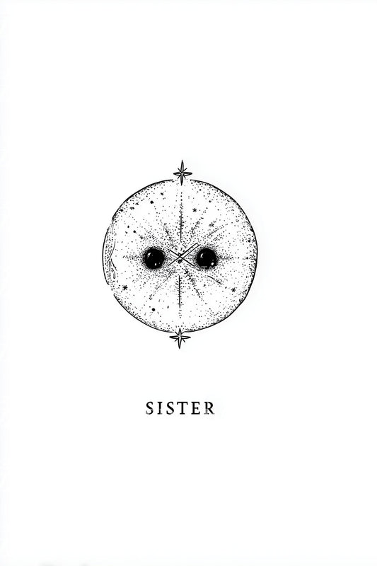 Sister Compass Minimal Tattoo Design