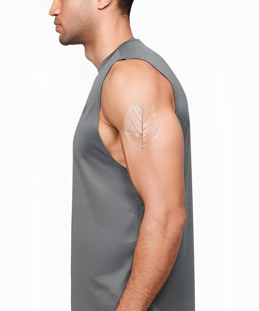 Diseño de tatuaje de hoja esqueleto delicada