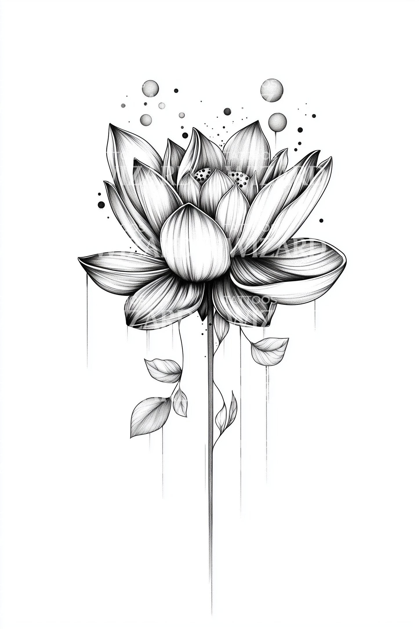 Skiss Lotus Splash Tatuering Idé