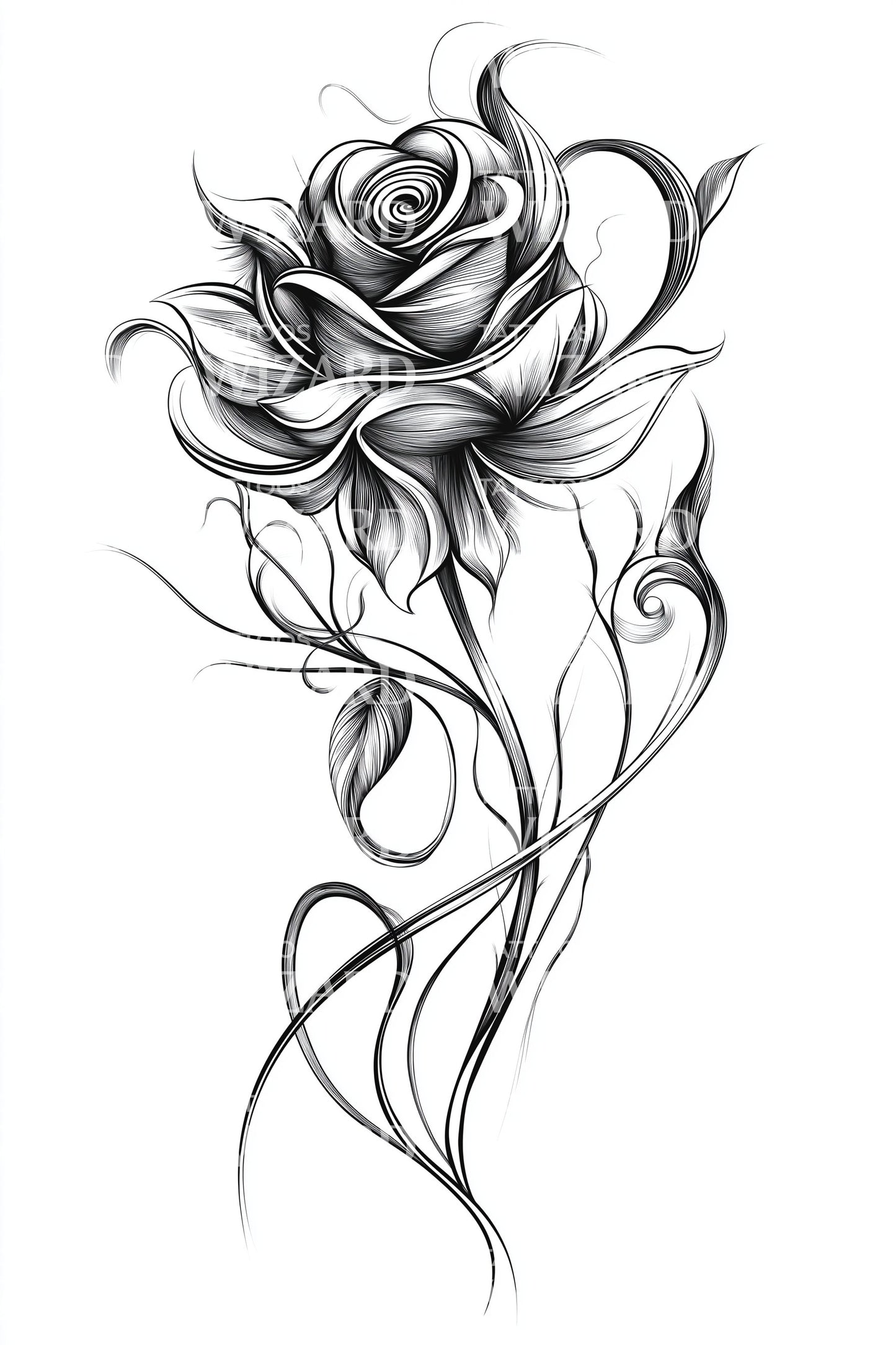 Sketchy Thorned Rose Tattoo Design