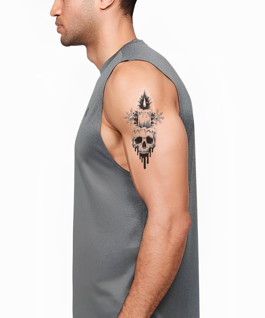 Candle Crowned Skull Tattoo Illustration