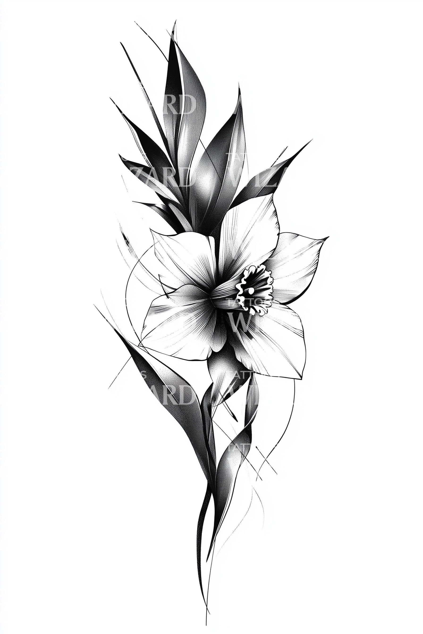 geometric lily flower tattoo Sleek Lily Sweep Tattoo Design
