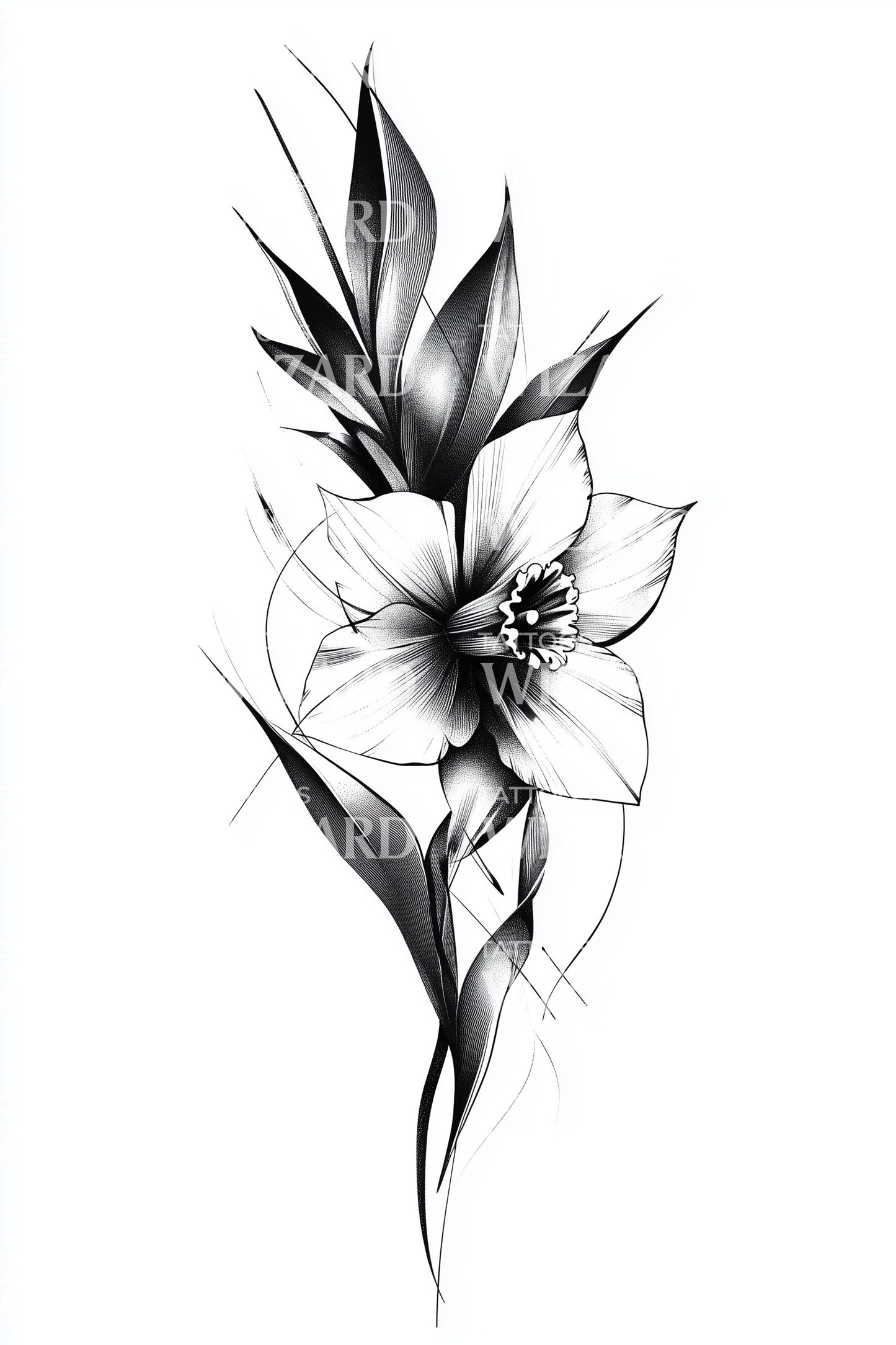 Design de tatouage élégant Lys balayé