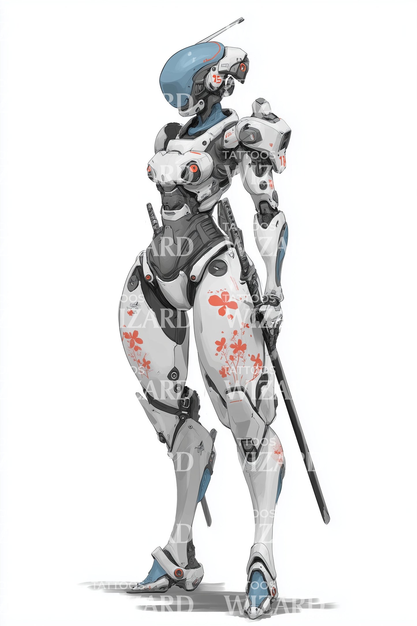 Design Tatuaggio Samurai Mecha Elegante