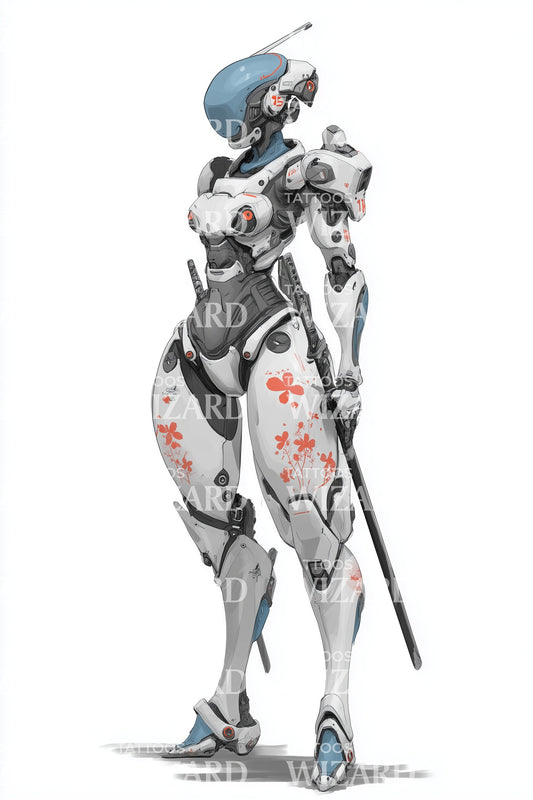 Desain Tato Samurai Mecha yang Ramping