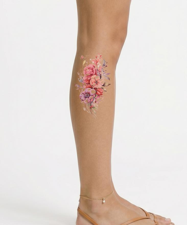 Vibrant Half Sleeve Flowers Tattoo Design