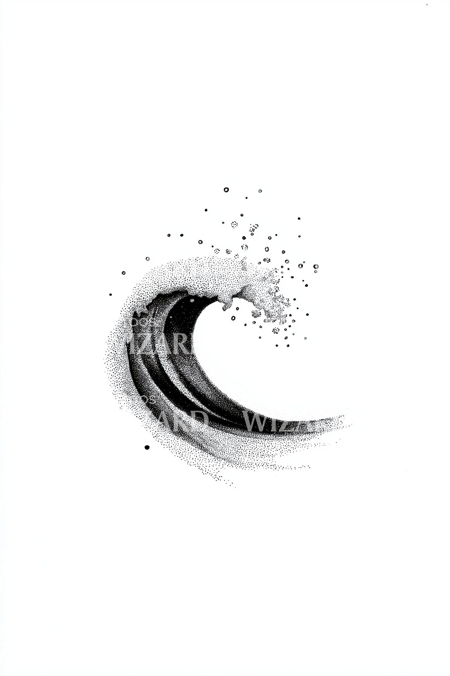 Small Curling Wave Tattoo Design