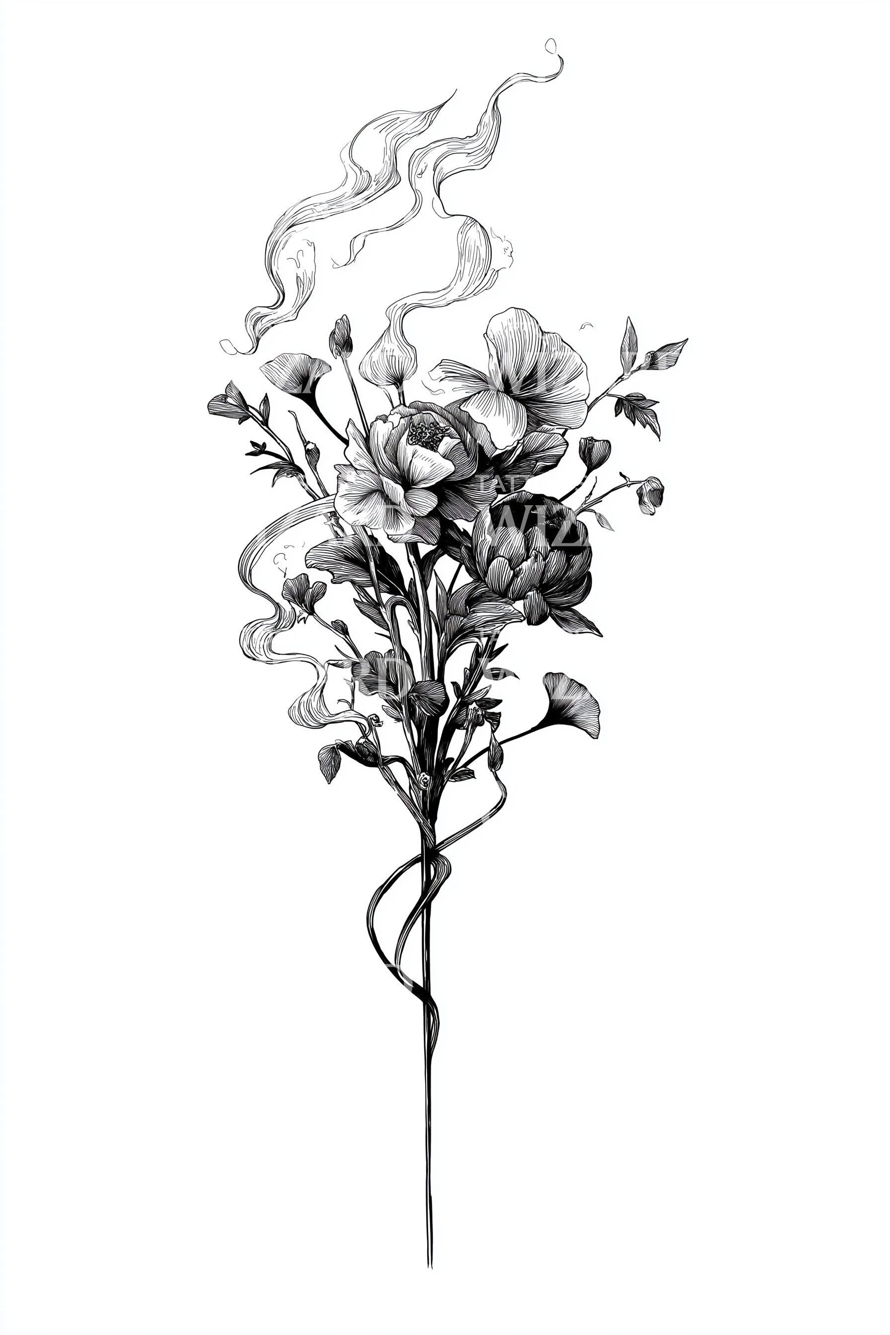 tobacco flower tattoo Smoke Flower Stem Tattoo Illustration