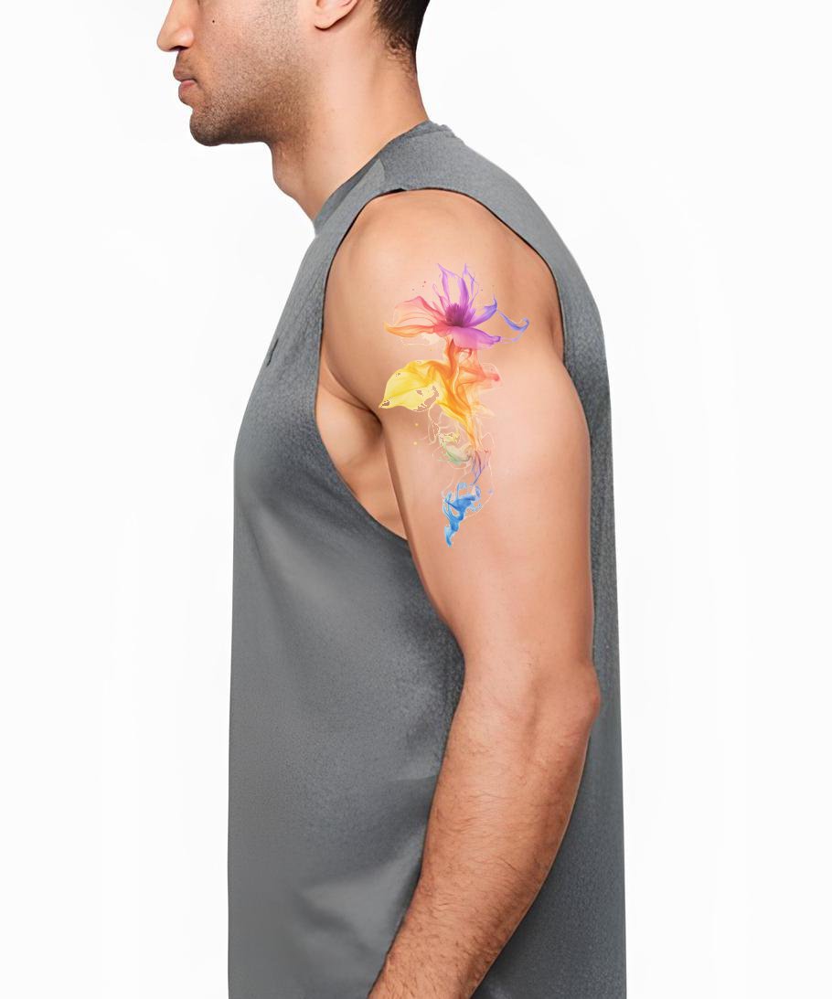 Prismatic Smoke Ribbon Tattoo Design