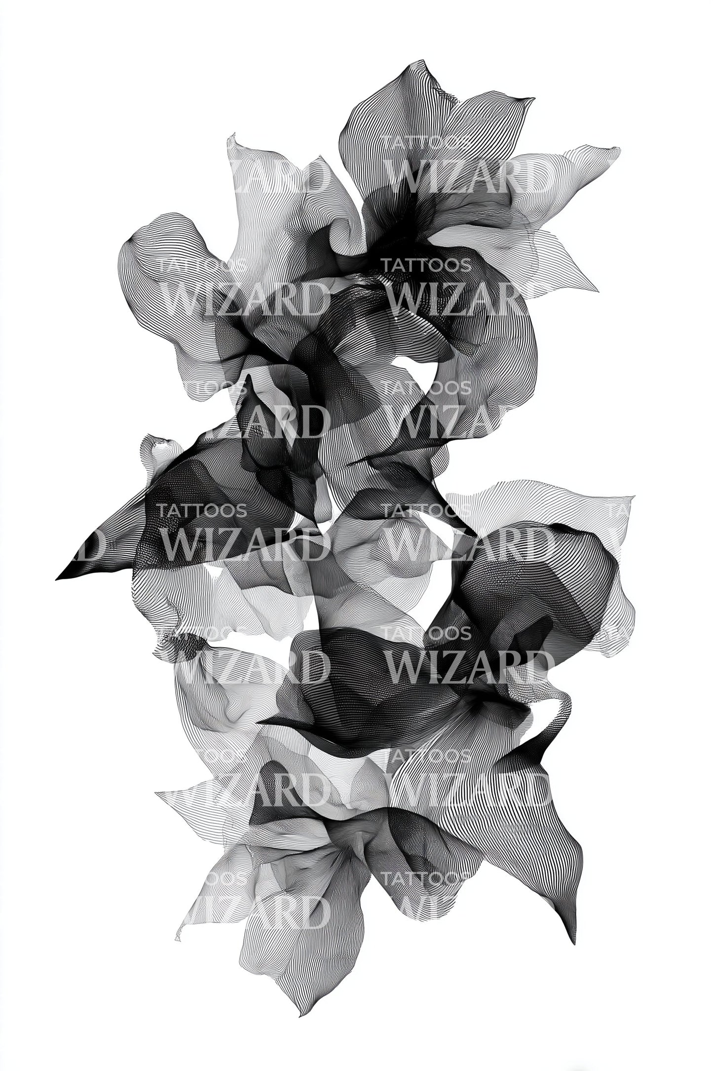 Smoky Floral Abstract Tattoo Design