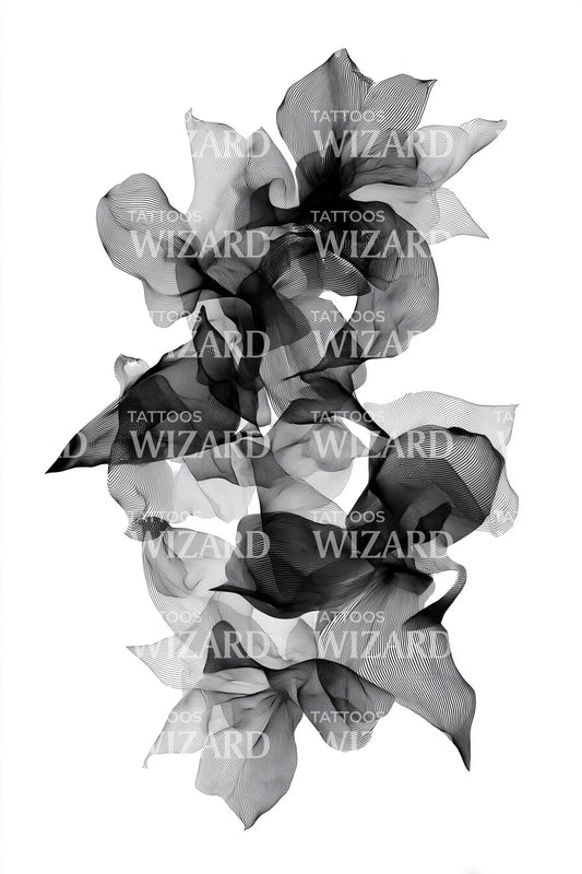 Kouřový květinový abstraktní tetovací motiv