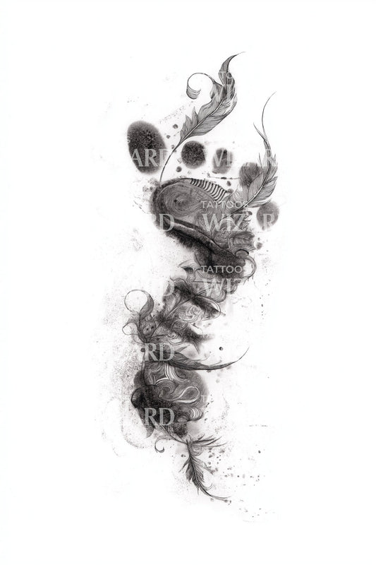 Smoky Footprint Spirit Trail Tattoo Design