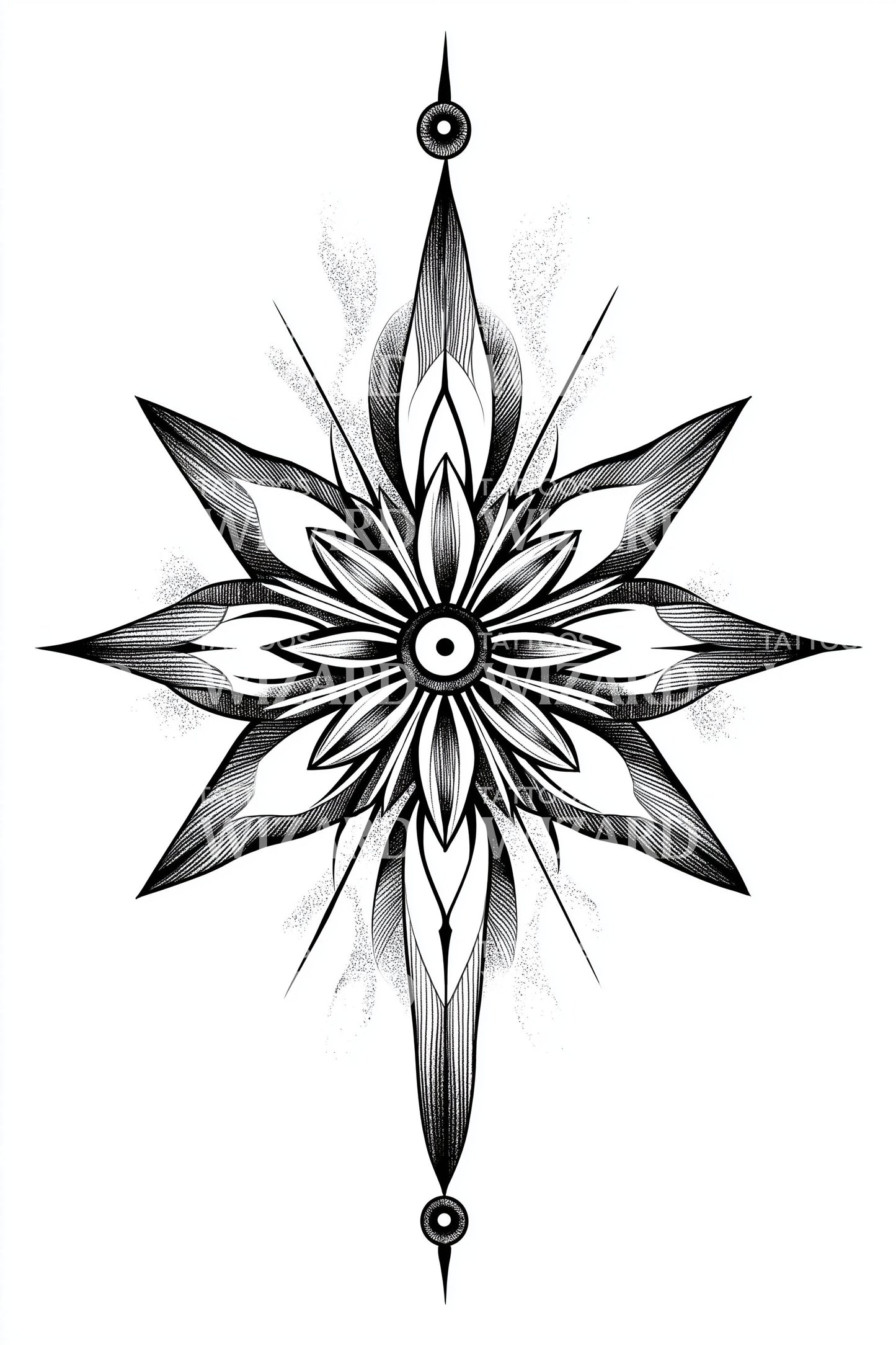 Smoky North Star Tattoo Design