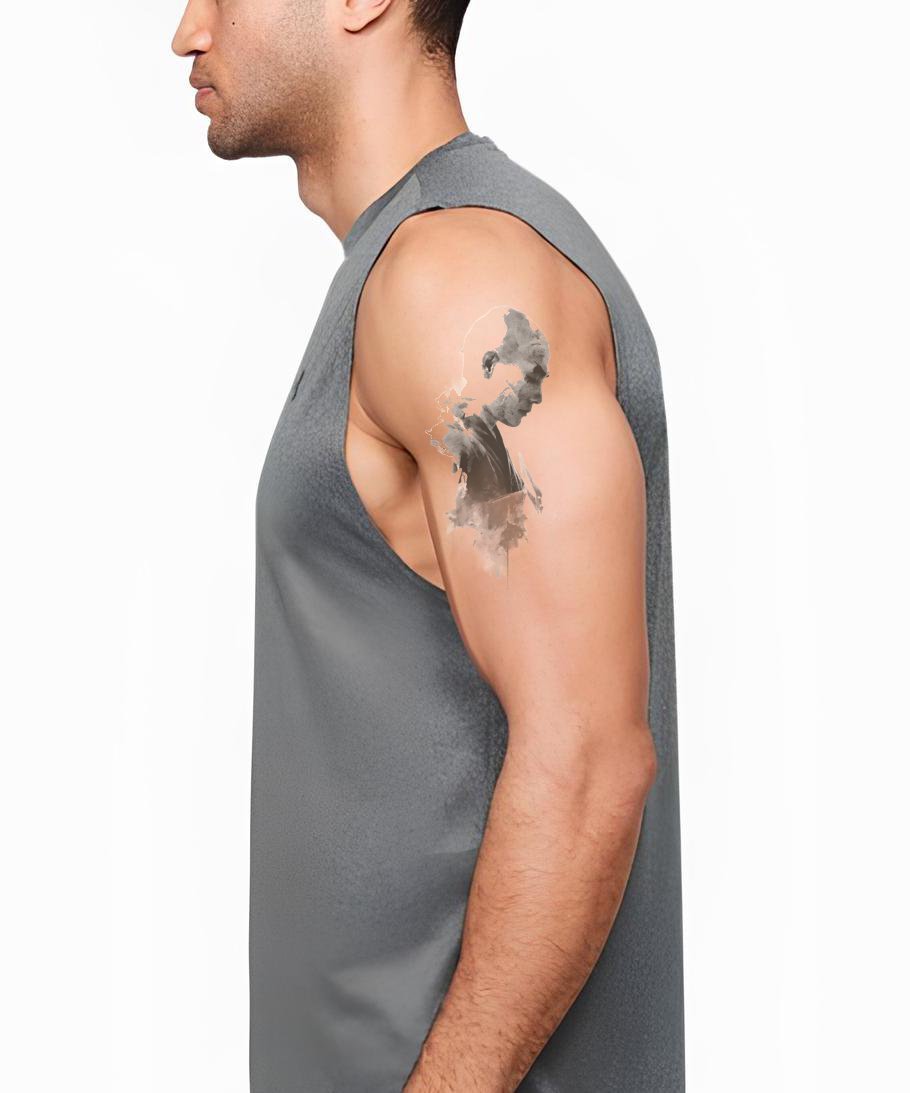 Design de Tatuagem de Retrato de Monge Esfumado