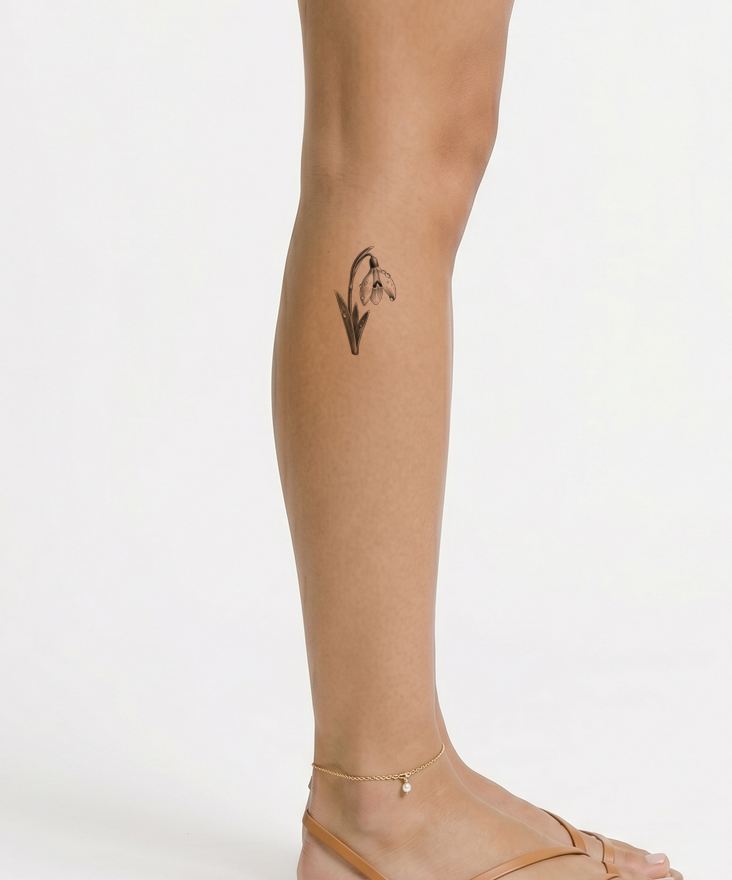 Snowdrop Through Melting Snow Tattoo Design
