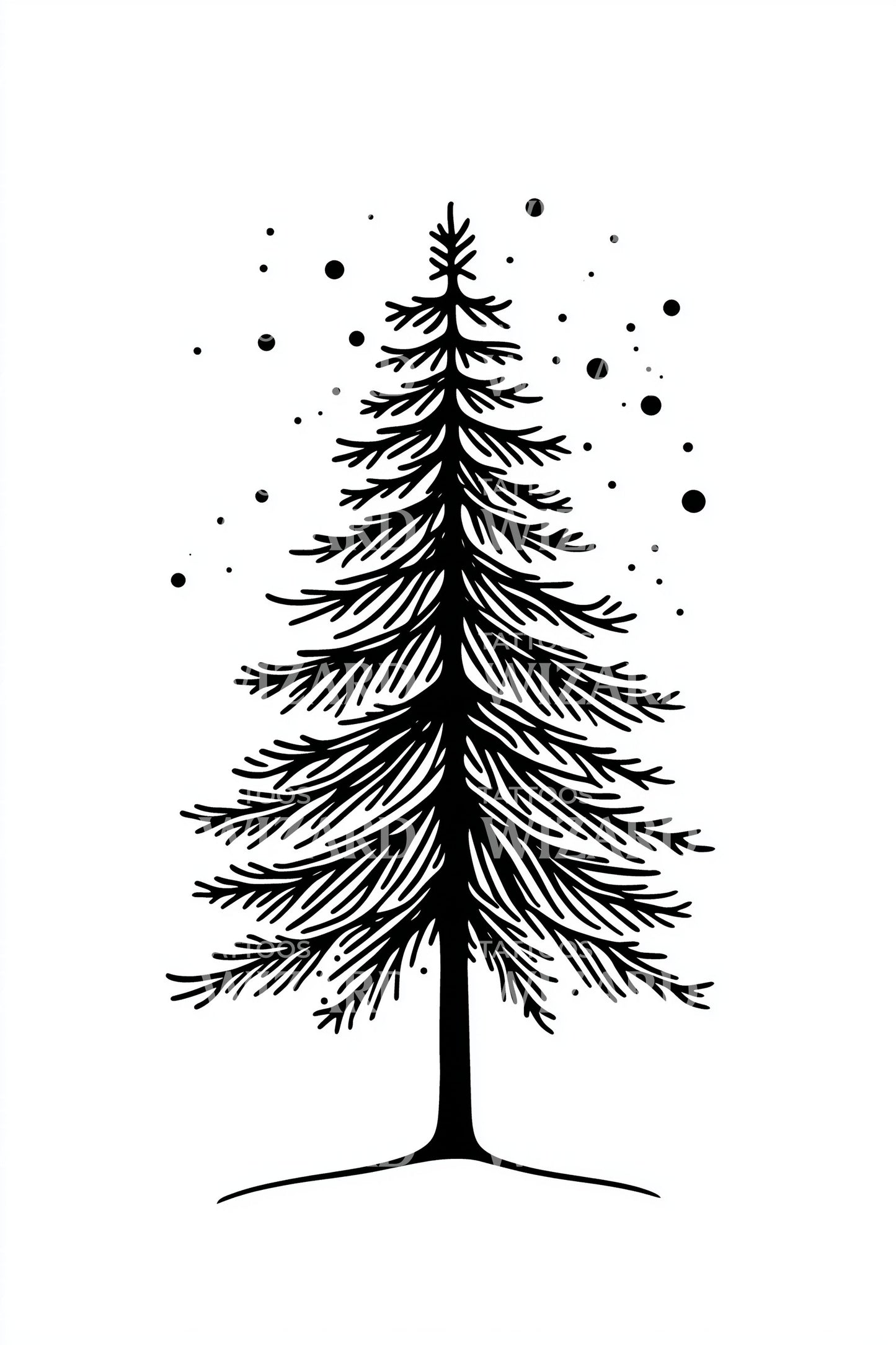 Illustration eines verschneiten Tannenbaum-Tattoos