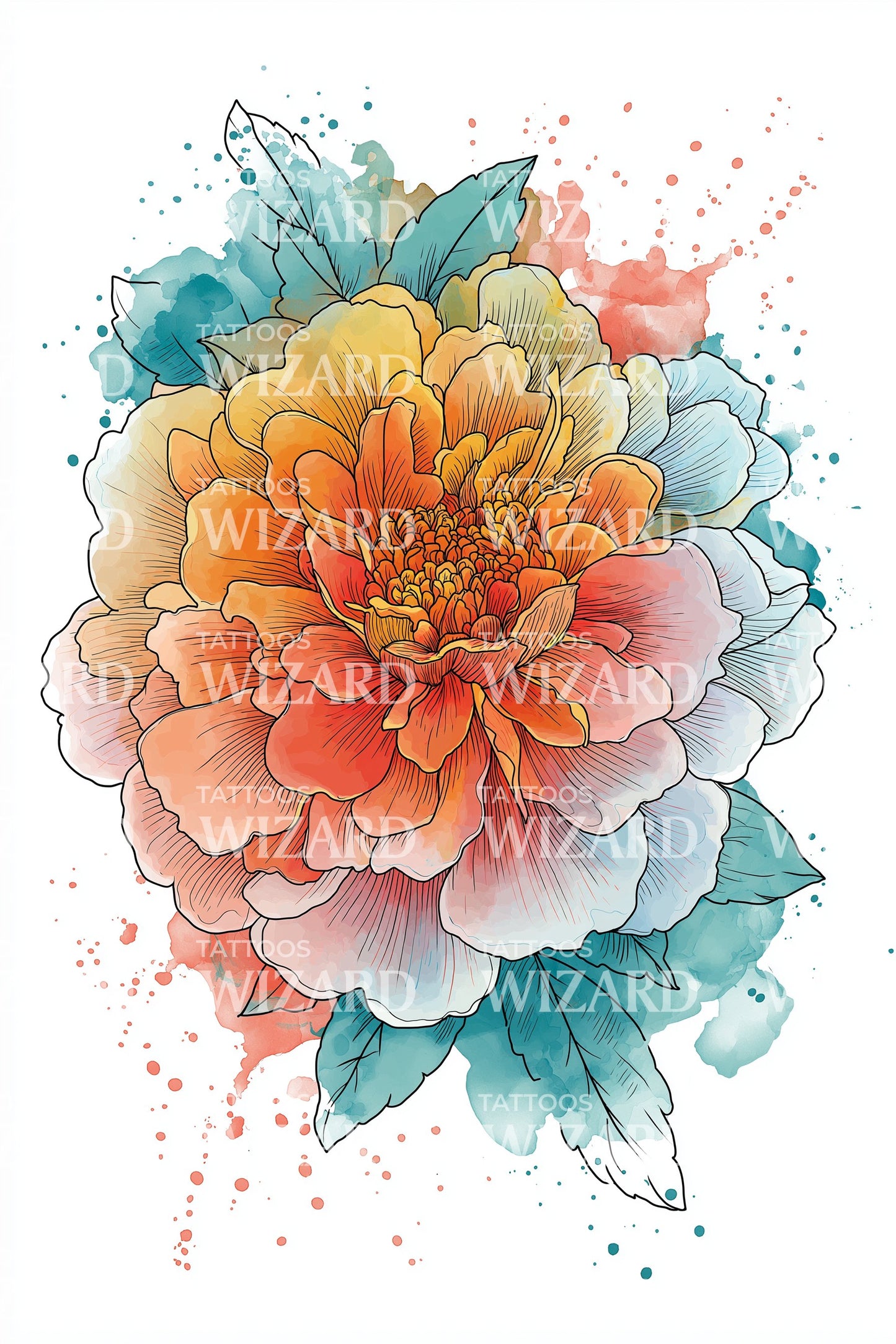 Mjuk pion akvarell tatuering design