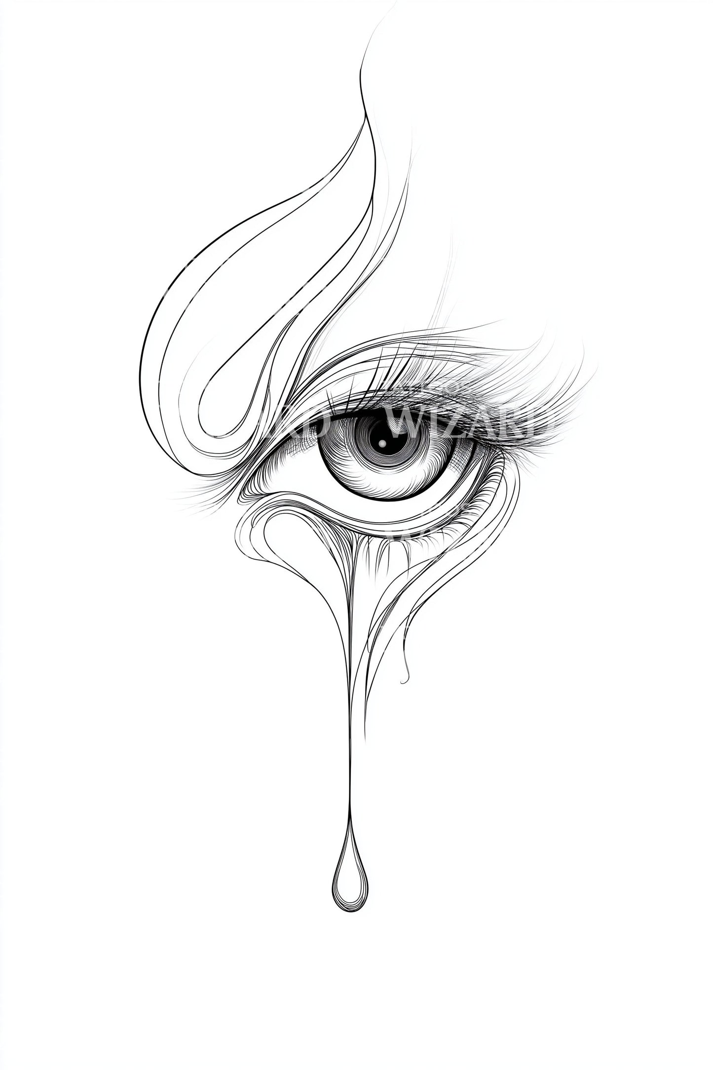 Desenho de Tatuagem de Olho Suave e Lacrimoso