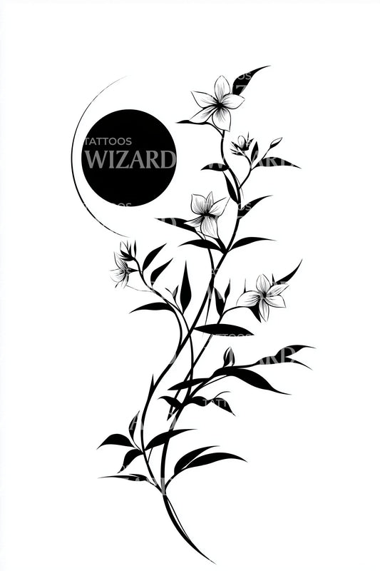 Idea tatuaggio stelo di gelsomino a punti solari