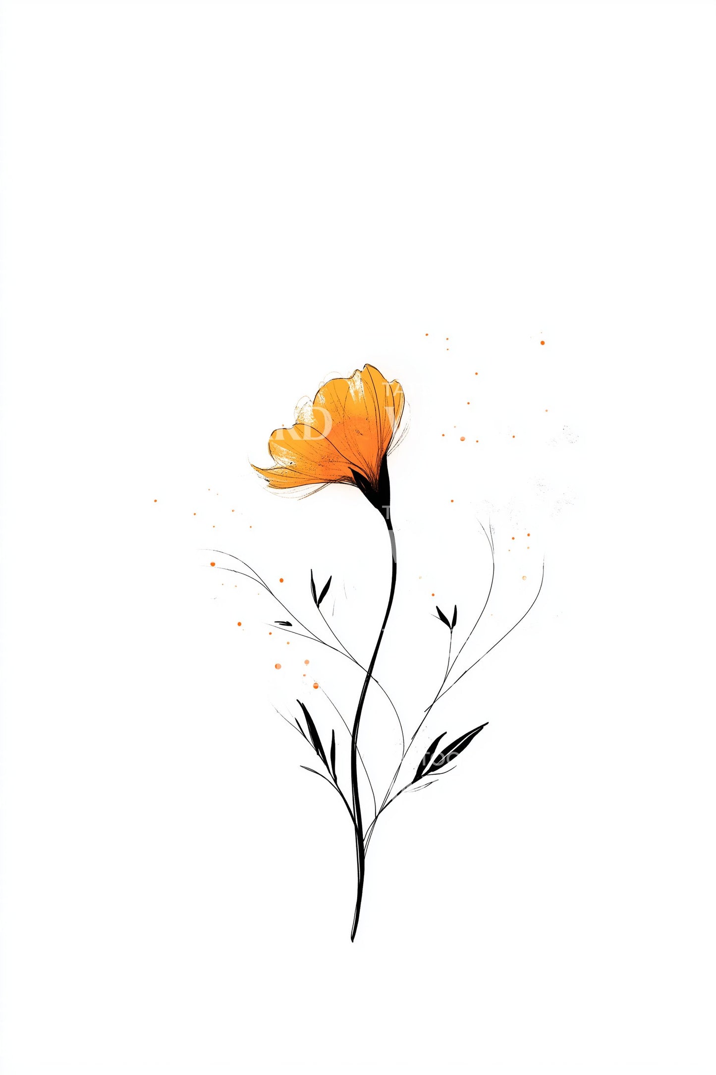 Design de Tatuagem Sussurro da Papoula Solo