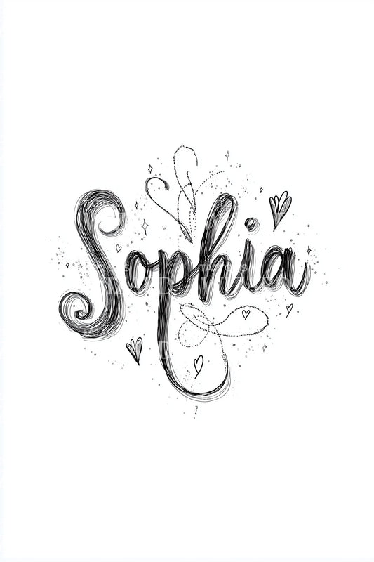 Sophia Name Dotted Script Tattoo Design