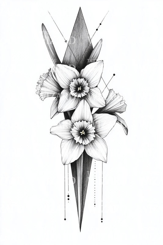 Design Tatuaggio Cluster di Narcisi a Punta di Lancia