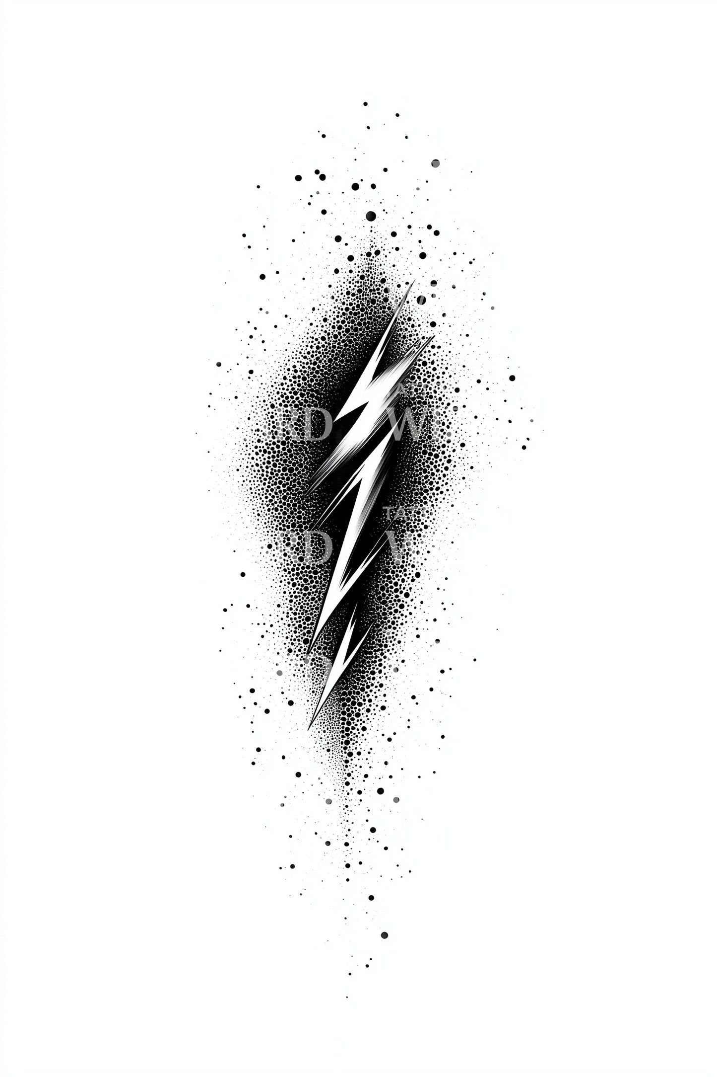 Speckled Lightning Bolt Tattoo Illustration