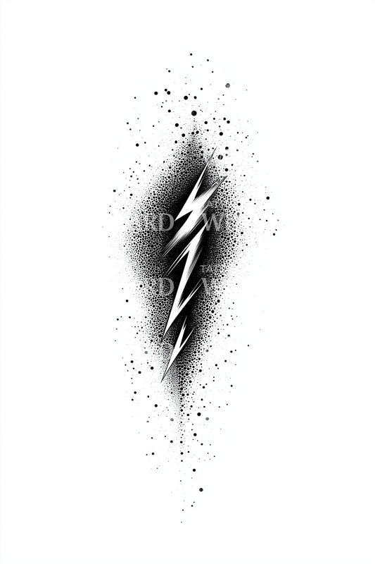 Speckled Lightning Bolt Tattoo Illustration
