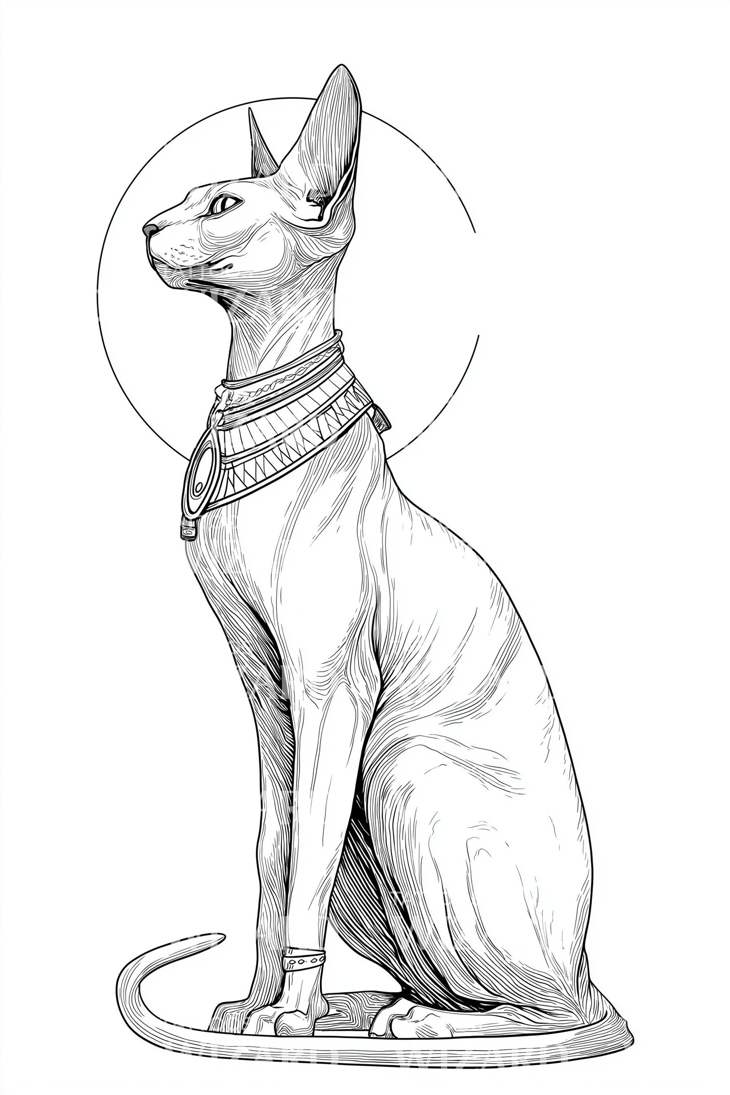Sphynx-Katzen-Heiligenschein-Tattoo-Design