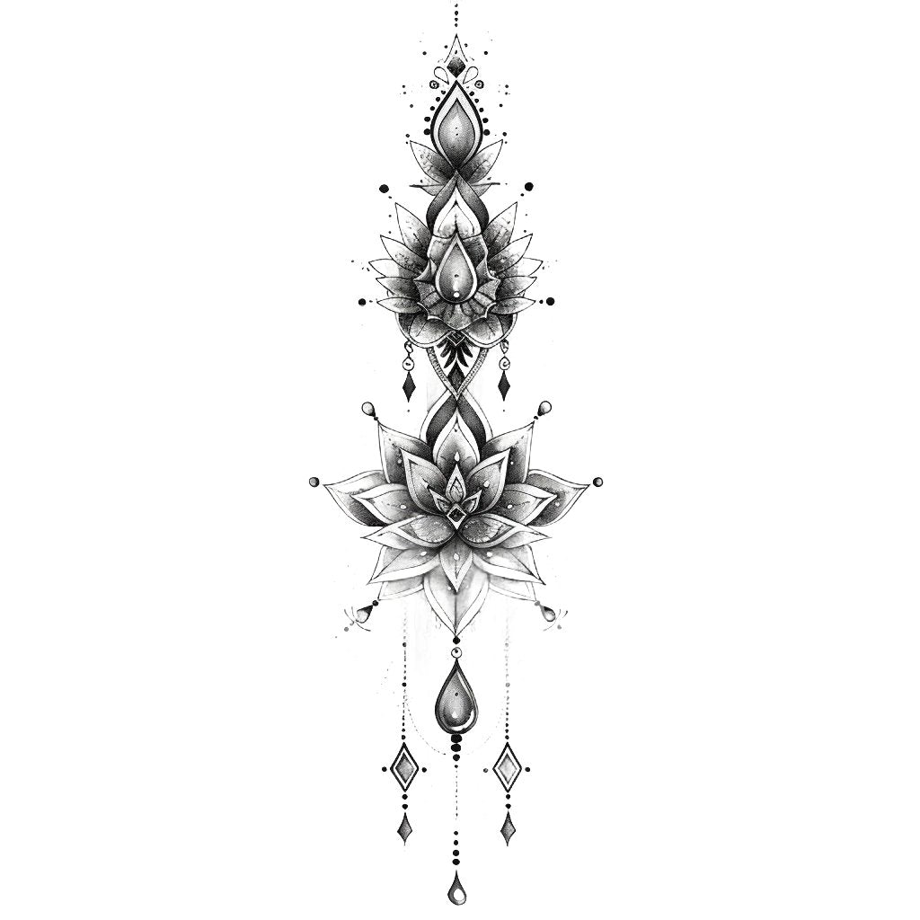 Spiritual Lotus Flowers Tattoo Design
