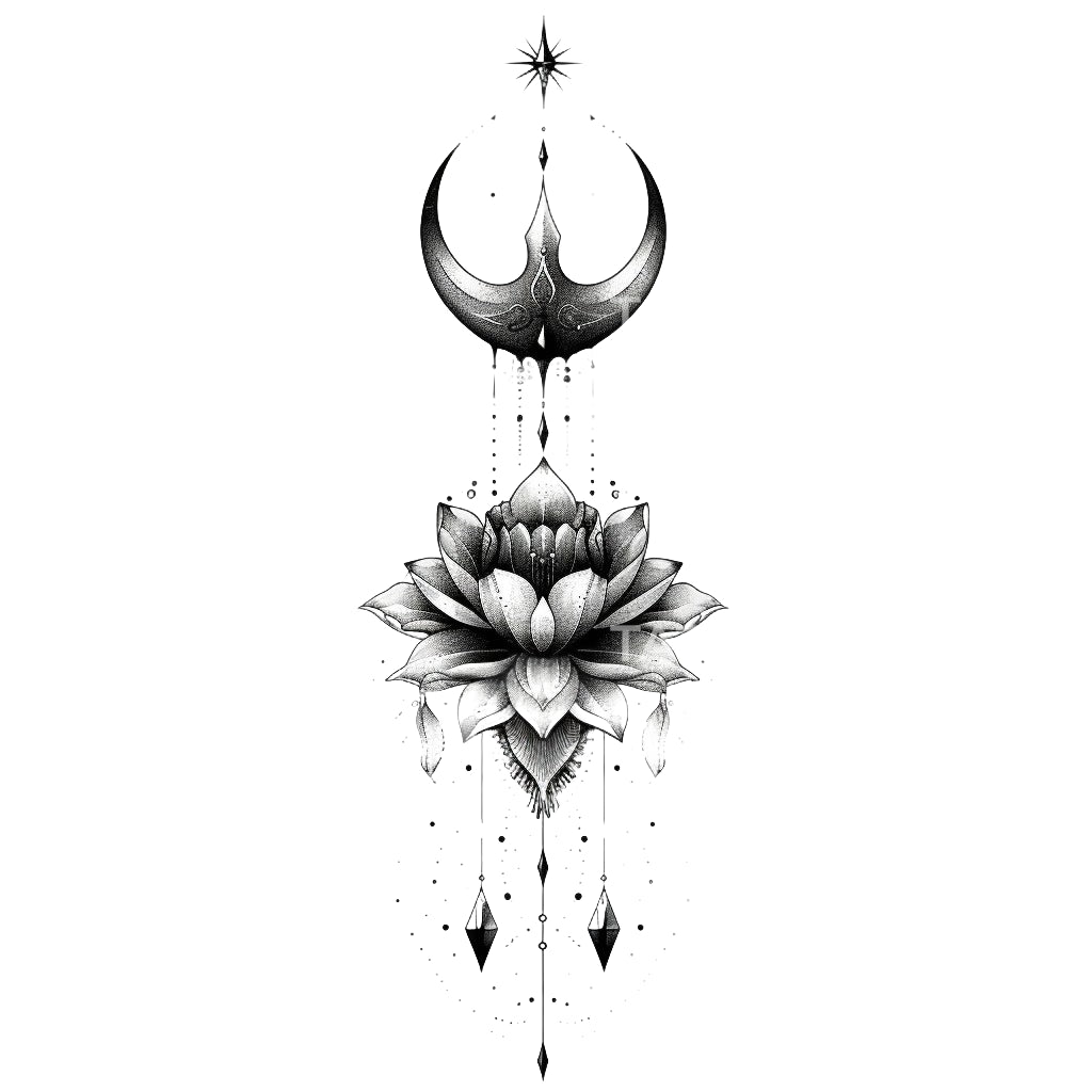 Spiritual Lotus Talisman Tattoo Design