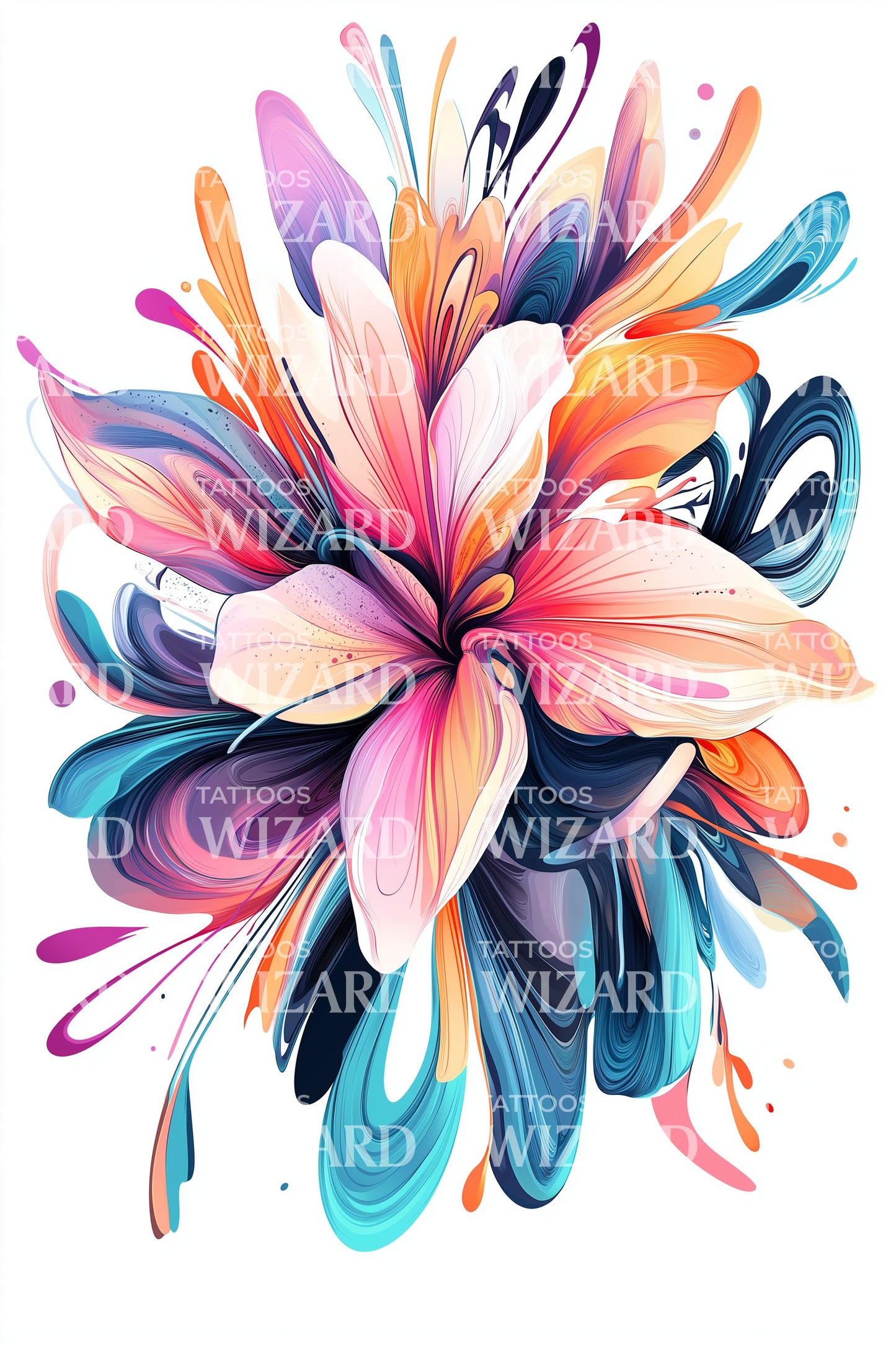 Splash Bloom Explosie Tatoeage Ontwerp