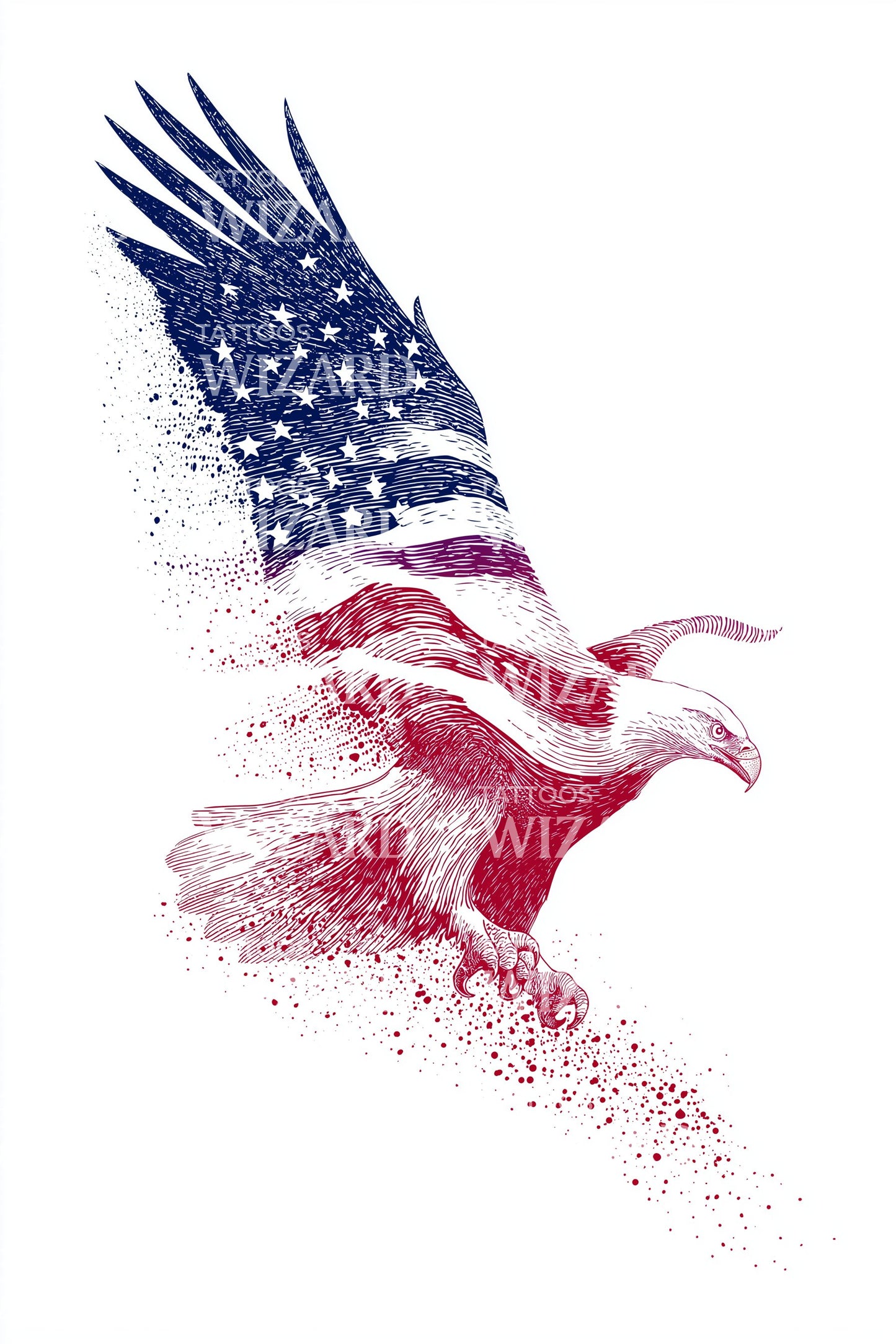 Splatter Flag Eagle Tattoo Design