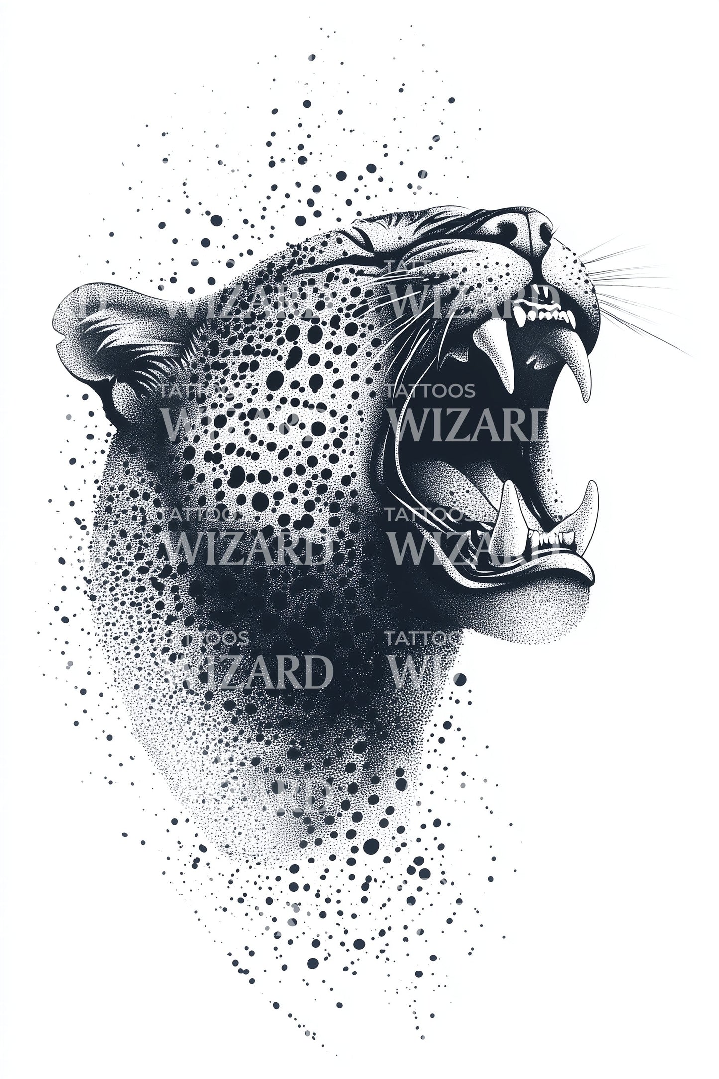 Spotted Big Cat Tattoo Illustration