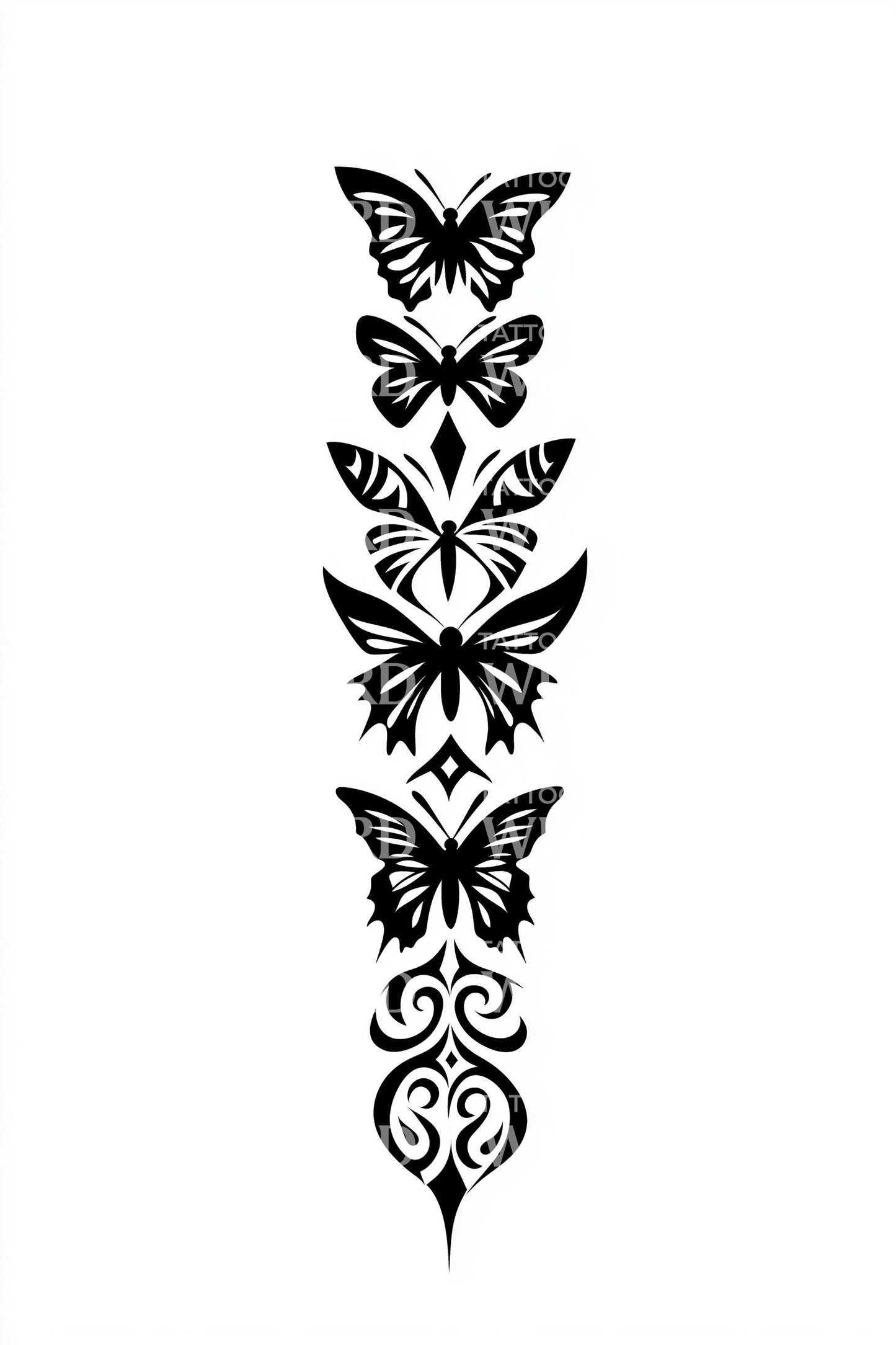 Stablede Sommerfugle Totem Tatoveringsdesign