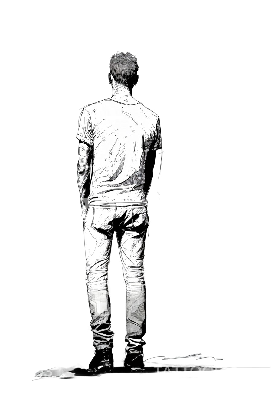 Standing Man Alone Tattoo Design