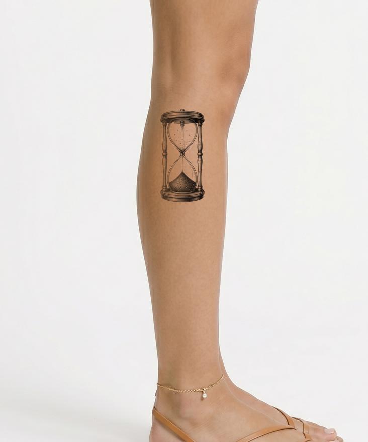 Tähtien täyttämä tiimalasi tatuointidesign