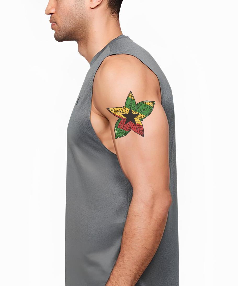 Desain Tato Daun Bintang Adinkra Ghana