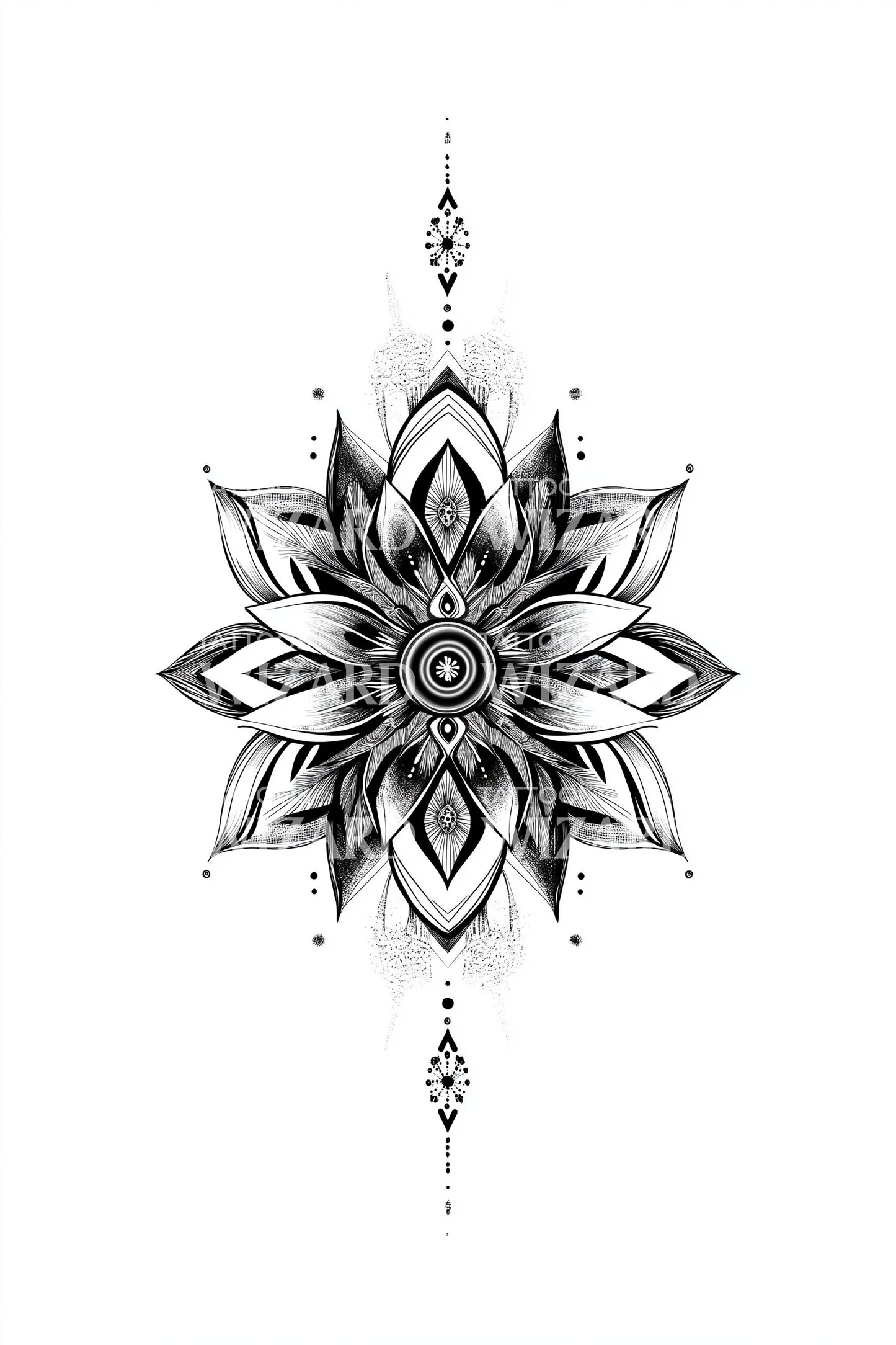Ster Punt Lotus Mandala Tatoeage Ontwerp