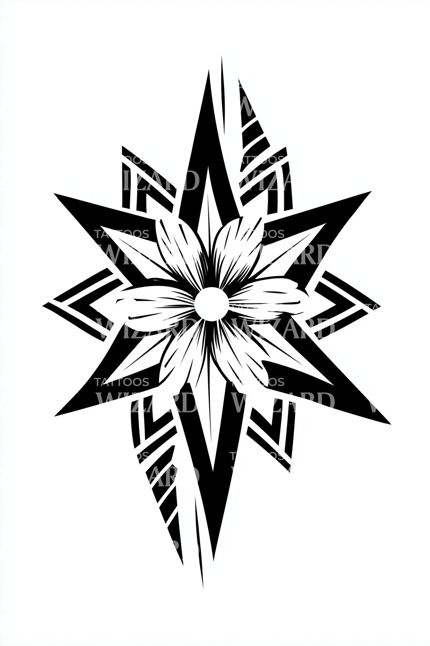 Starburst Lily Tribal Tattoo Design