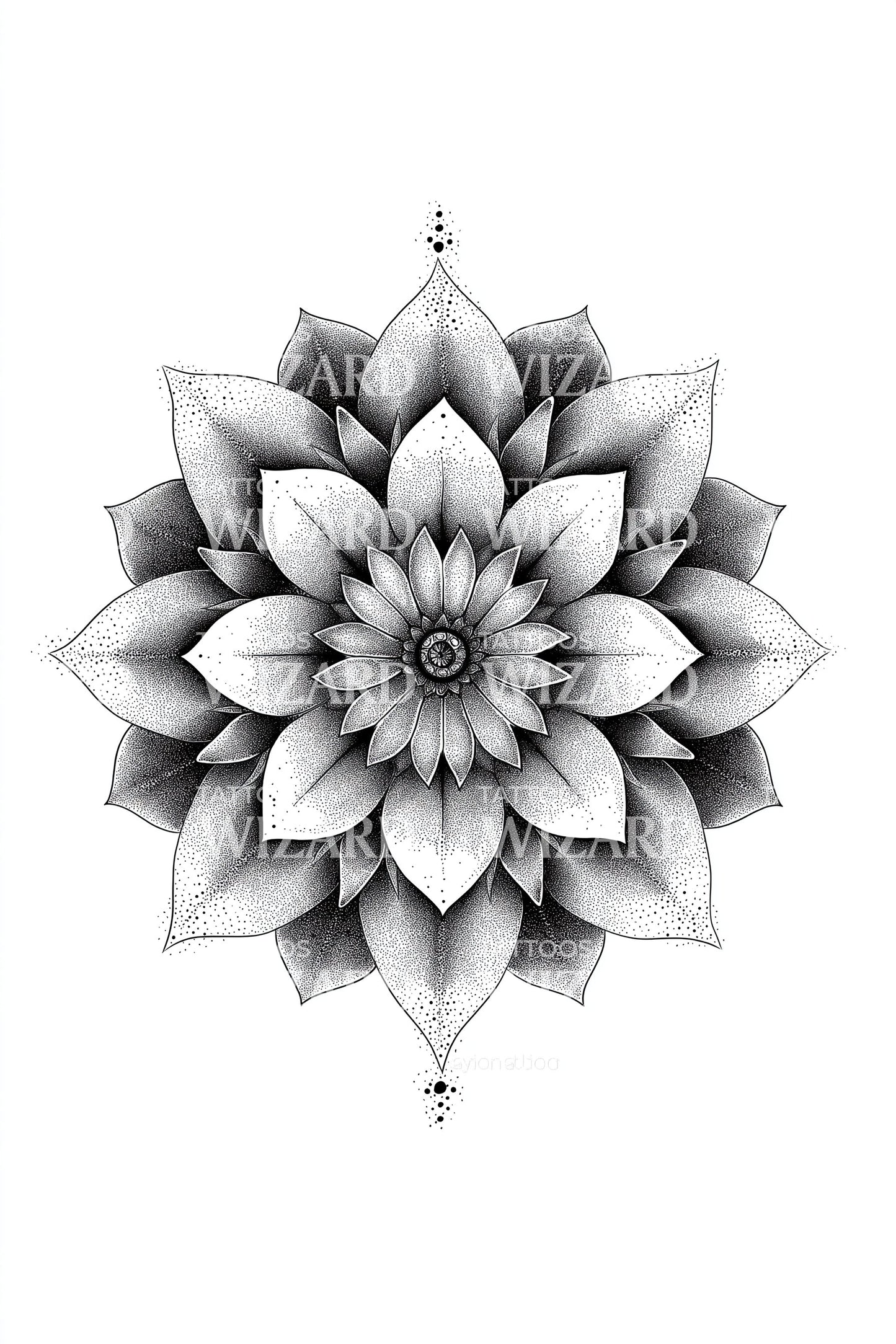 Starburst Mandala Flower Tattoo Design