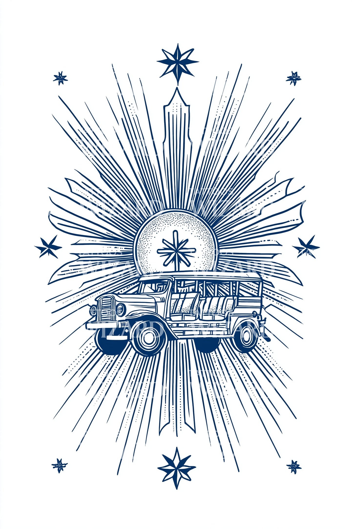 Starlit Camper Van Tattoo Design