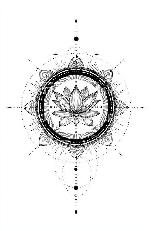 星光月莲纹身设计