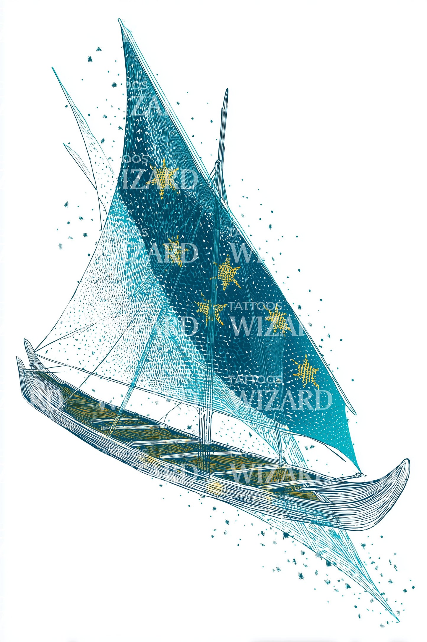 Illustrazione Tatuaggio Vela Isola Stellata
