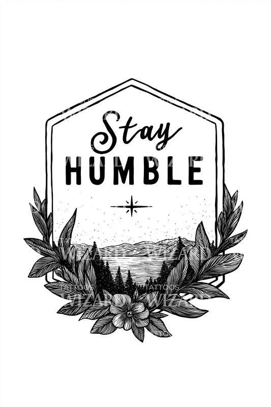Stay Humble Laurel Crest Tattoo Design