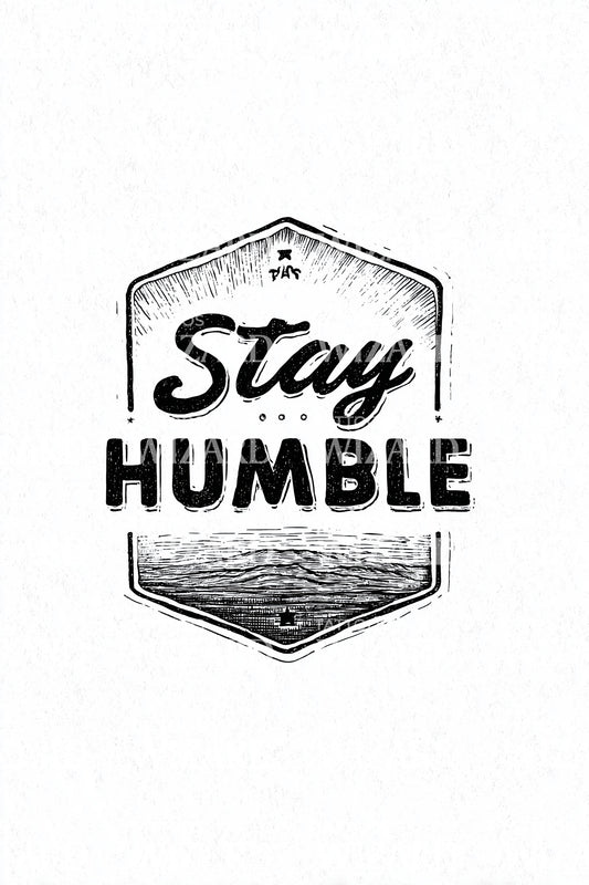 Stay Humble Shield Mark Tattoo Design