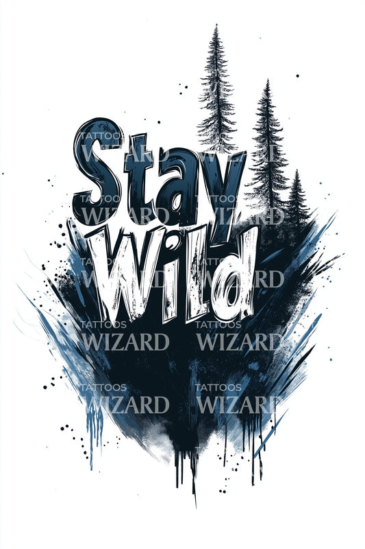 Stay Wild Ink Splash Tattoo Design