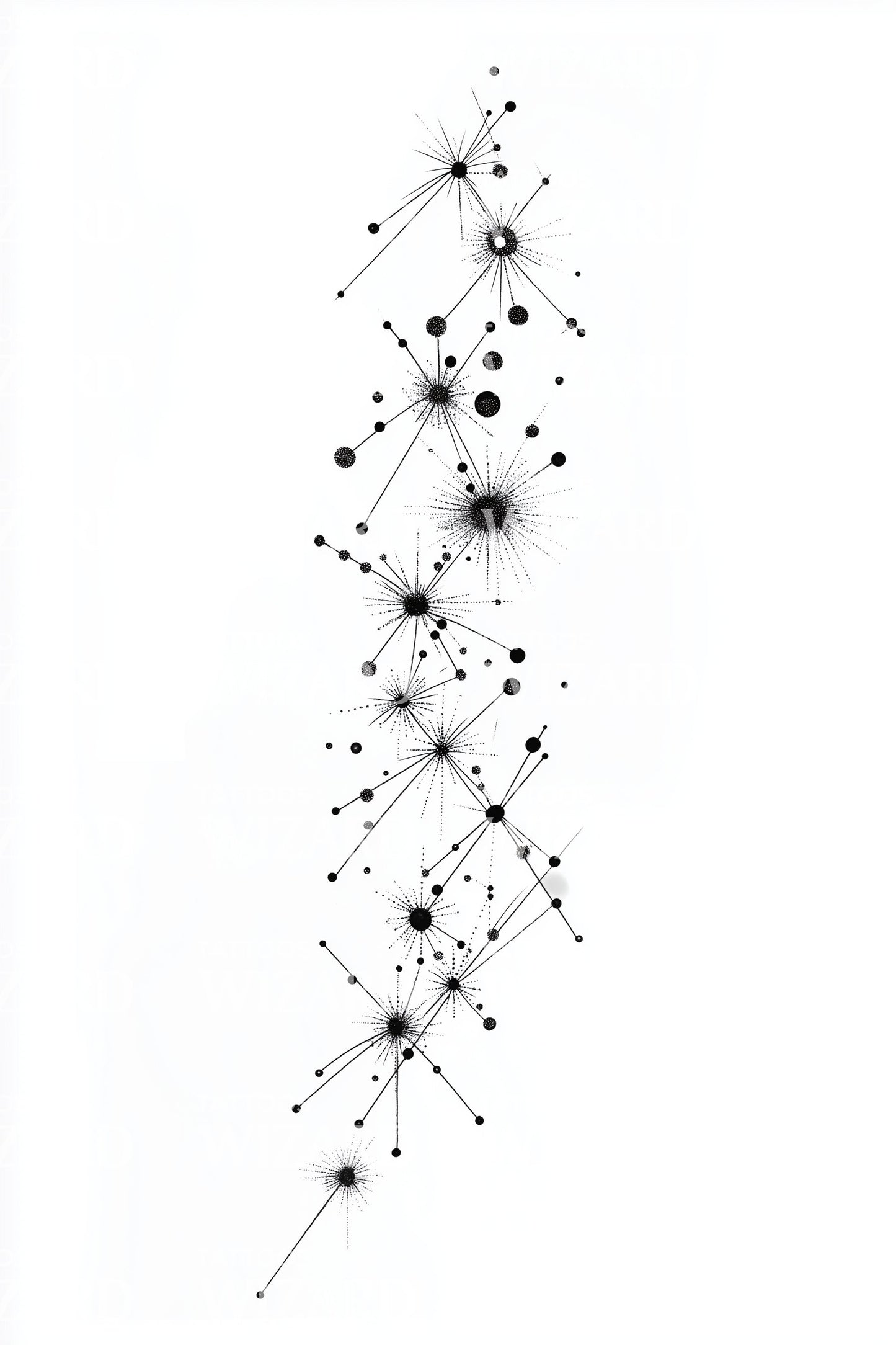 Stippled Cosmic Spine Tattoo Design