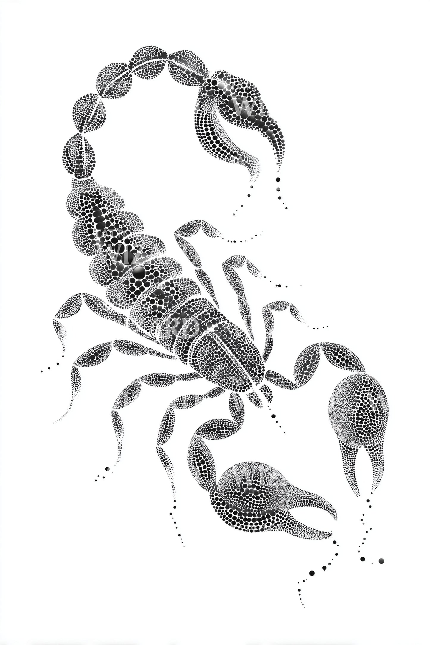 Desenho de Tatuagem de Escorpião Pontilhado em Movimento